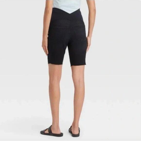 ISABEL MATERNITY black stretch denim bermuda shorts 6 NWOT - Picture 5 of 6